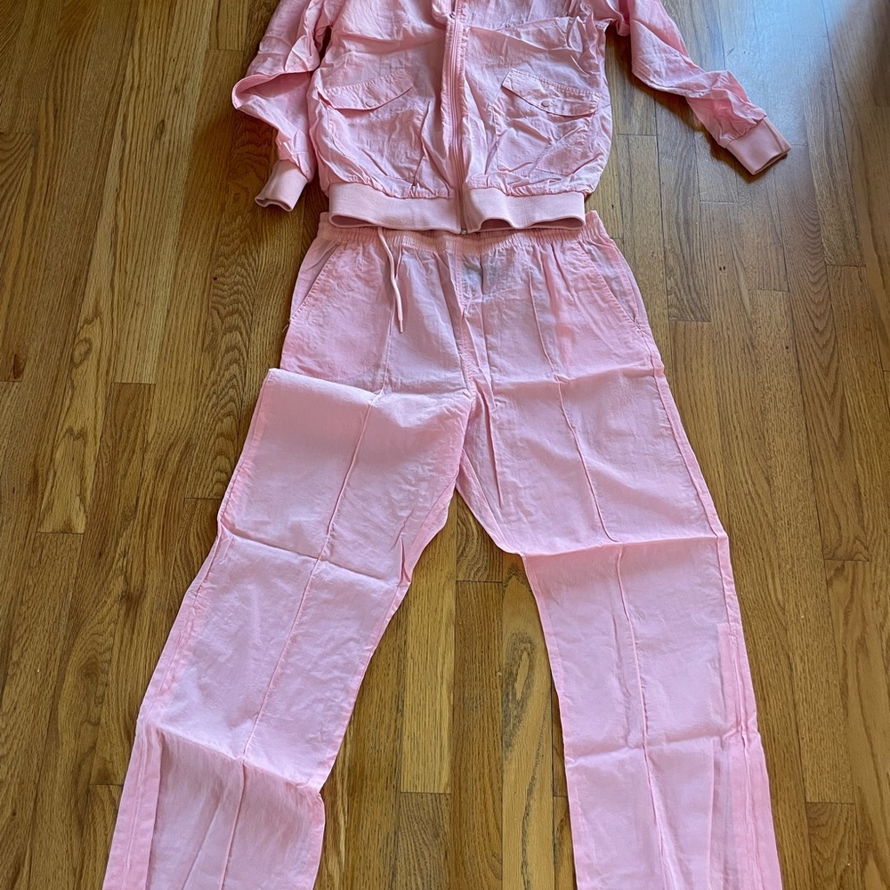 Retro Cactus Light Pink Drawstring Track Pants